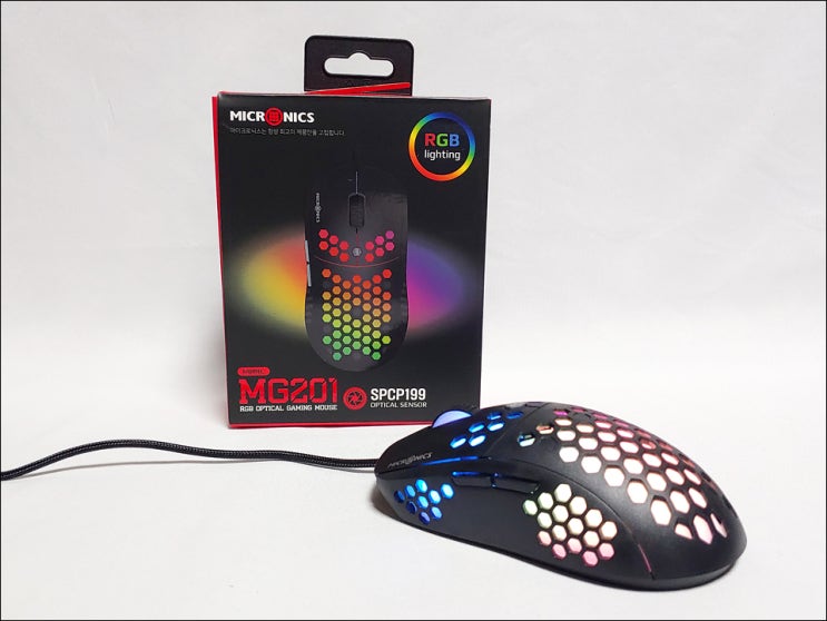  마이크로닉스 MG201 -초경량 RGB LED 게이밍마우스 -