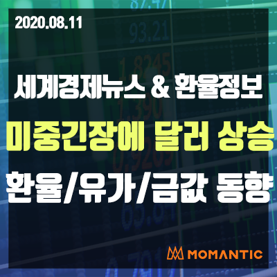  [20.08.11 세계경제뉴스 및 환율] 달러화, 미중 긴장·재정부양책 기대에 상승 랠리! 오늘의 환율/금값/국제유가 동향