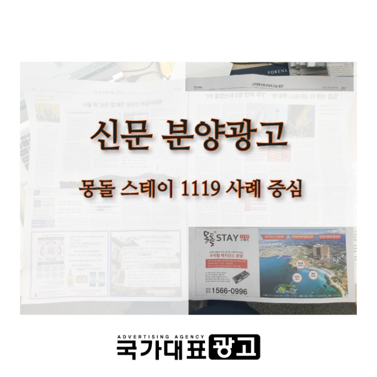  신문 분양광고 몽돌스테이1119 광고 진행 사례 소개