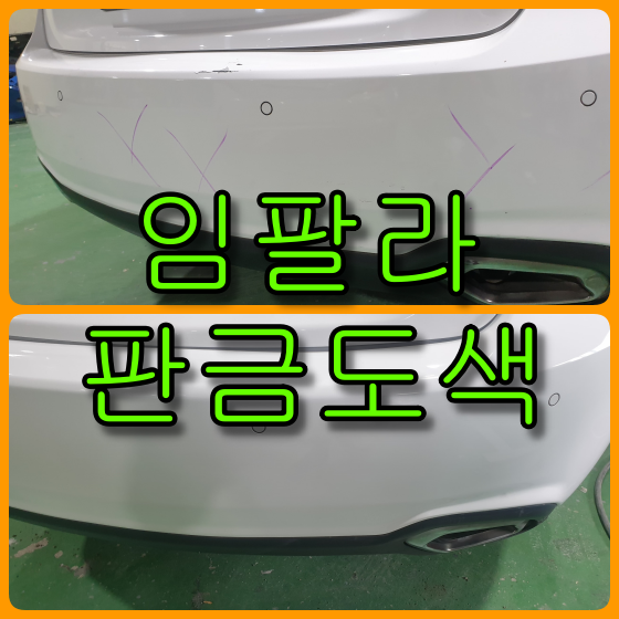  쉐보레 임팔라 뒤 휀다 판금도색, 범퍼 전체도색 대물보험 수리했어요.