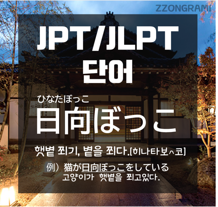 [일본어 공부] JPT/JLPT 단어 : 따듯한 햇살 아래 광합성하기. 일본어로 '햇볕 쬐다'는?