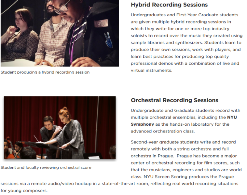 실용음악유학, 미국음대유학, 영화음악유학 NYU 의 Screen Scoring 전공 소개 : 네이버 블로그