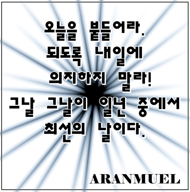  오늘을 붙들어라  -의지명언-