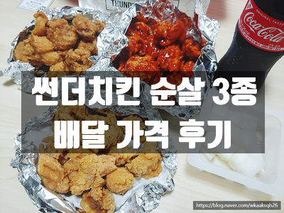 [배달 후기]야식 썬더치킨 순살3종 배달 후기/썬더치킨 메뉴 가격/치킨 배달/썬더치킨 순살