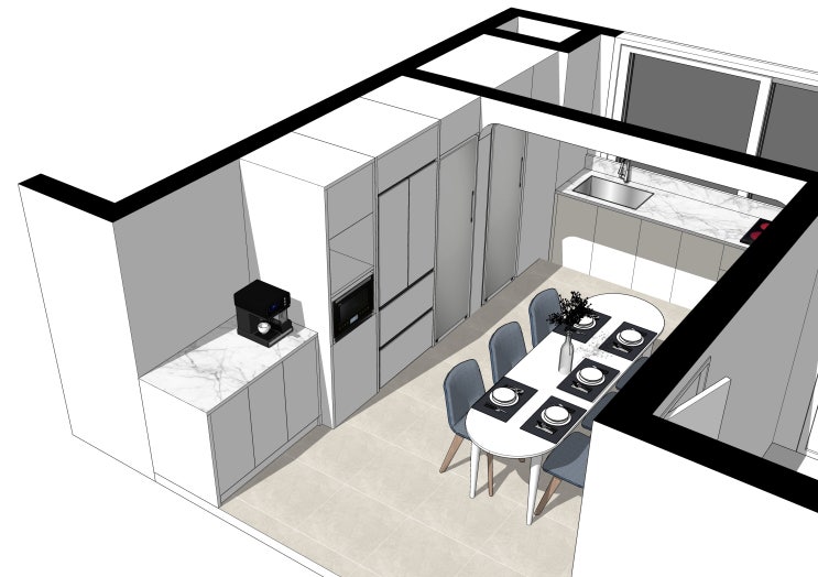 [끄끄흐디자인] 잠실 레이크팰리스 34평 주방 디자인 제안서