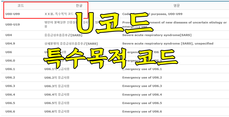  질병분류코드, 호흡기감염질환 특수목적코드 U코드