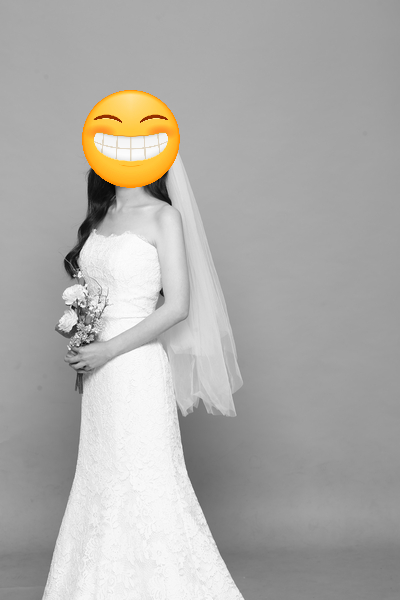  웨딩촬영: '메리드스튜디오' 흑백배경 씬(신부단독)