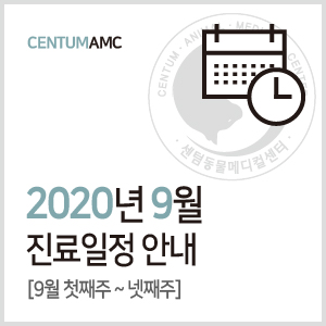 [진료일정]2020년 9월 진료 안내 (수영역 2번 출구 센텀동물메디컬센터)