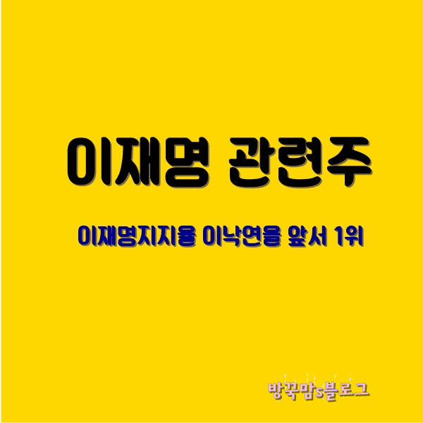 이재명 지지율 1위 역전 이재명관련주