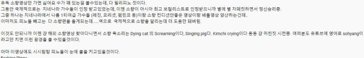  유튜브에서 필리핀인들한테 공격 당하는 한국 가수 소향