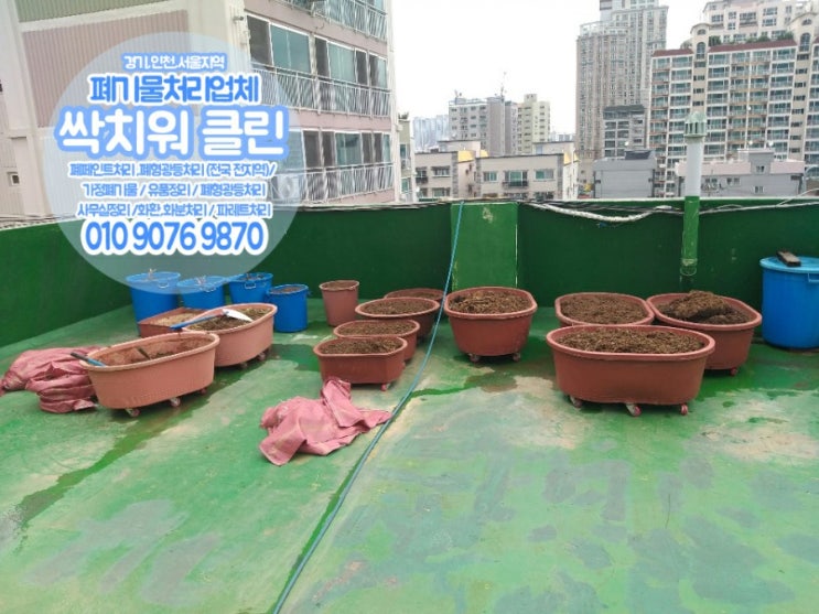  부천 괴수동 고강동 괴안동 내동 옥상화단정리 화단흙버리기 깨진화분처리 화분버리기
