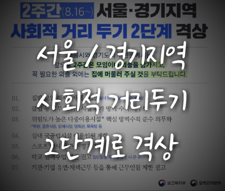 2주간 서울 경기지역 사회적 거리두기 2단계  격상!, 사회적 거리두기 2단계 내용 알아보기