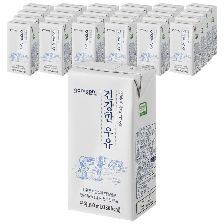  곰곰 무항생제인증 건강한 멸균 우유, 190ml, 24개입