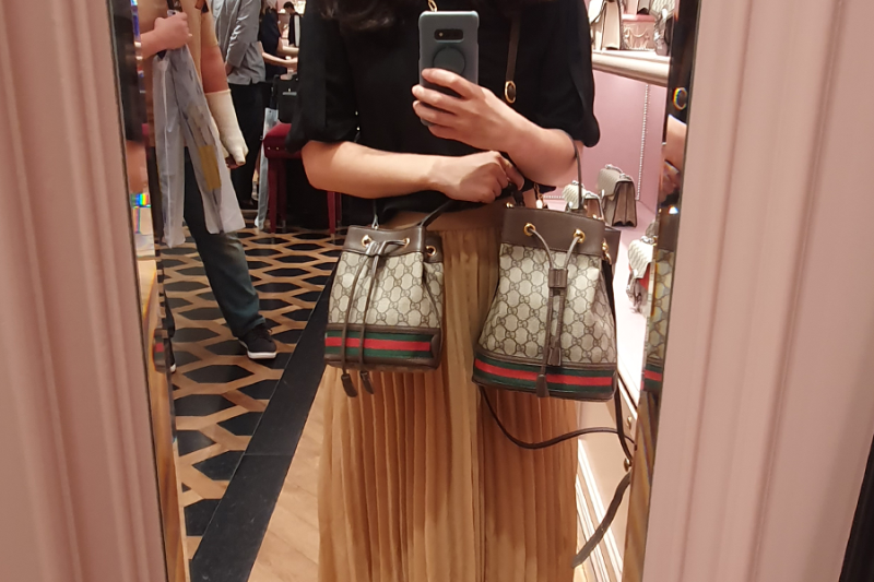 GUCCI 가방 구찌 오피디아 버킷백 스몰(롯데백화점 본점 구매, 미니 사이즈 비교)