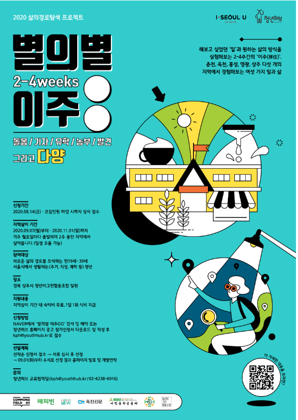  [서울특별시 청년허브] 2020 삶의경로탐색 프로젝트 ‘별의별 이주’ 모집 공고 '다양' 추가!
