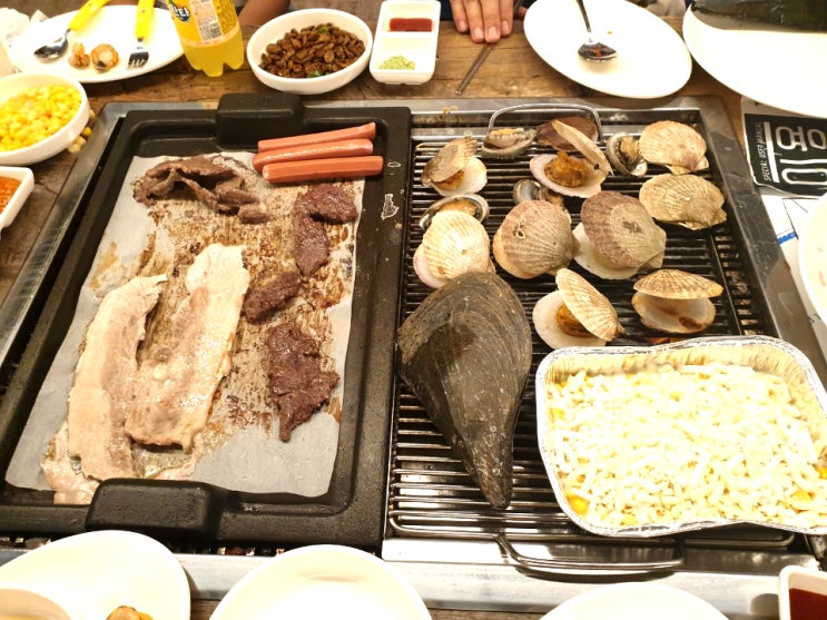 [삼형제네] 포항여행 무한리필 조개구이 & 고기구이 편(조개창고)