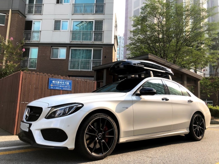 메르세데스 벤츠 W205 C43 AMG 차량에 순정 가로바 (루프렉), 순정 루프박스 장착하기