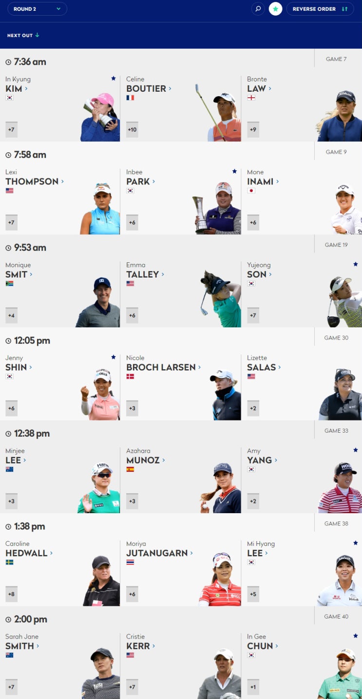 2R tee times(조편성) AIG 위민스 오픈