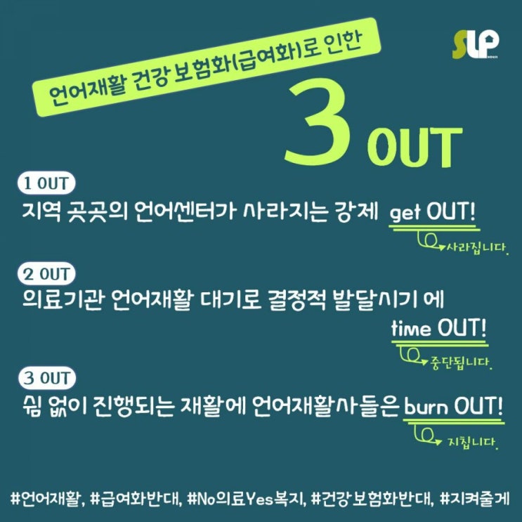  언어재활 건강보험화(급여화)가 되면 어떨까요? 건강보험화로 인한 3 OUT!