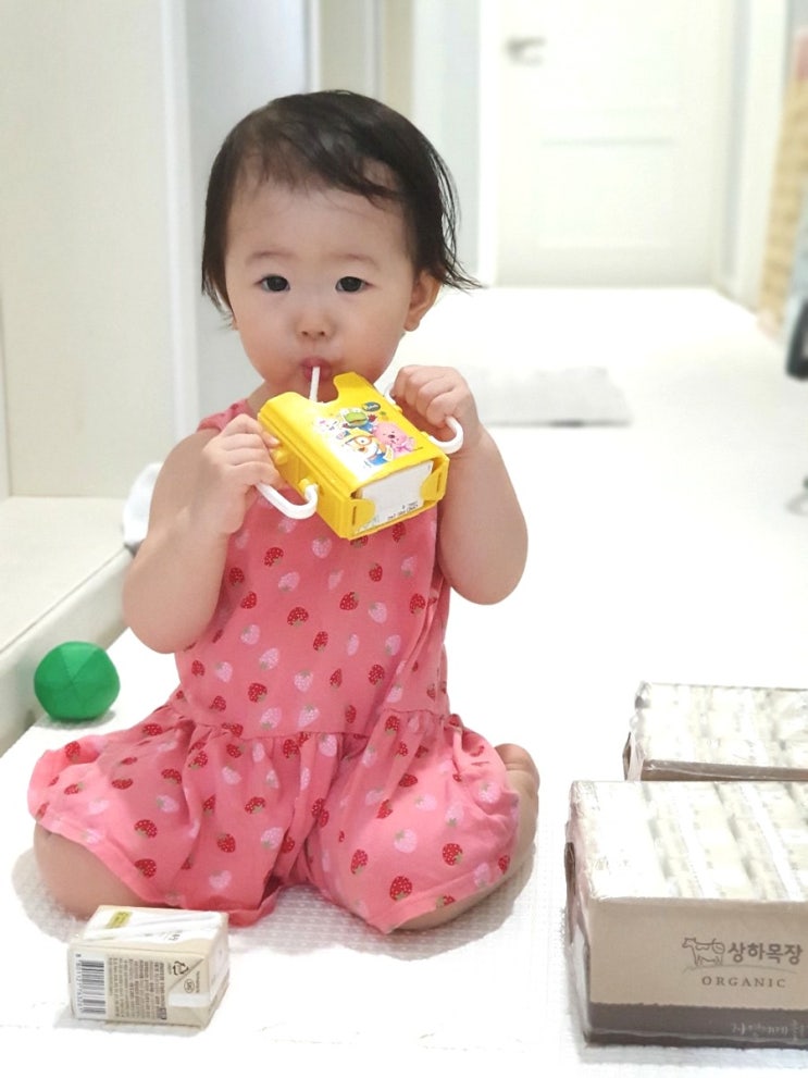  상하목장 유기농우유, 14개월아기 멸균우유 잘먹네~