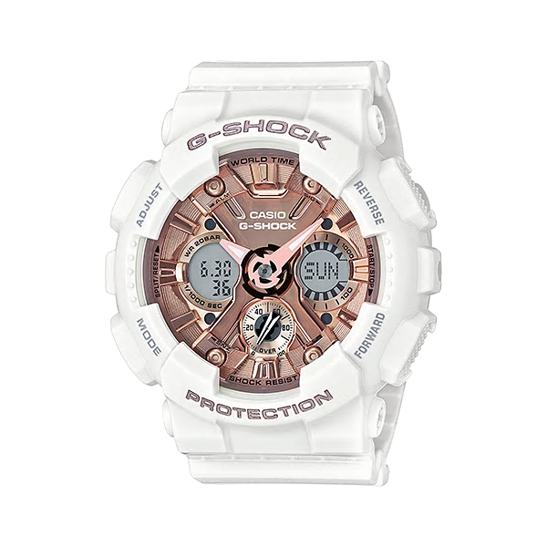  [현대백화점][지샥(G-SHOCK)] 남여공용 GMA-S120MF-7A2DR 미들사이즈 패션 캐주얼시계 화이트 로즈골드포인