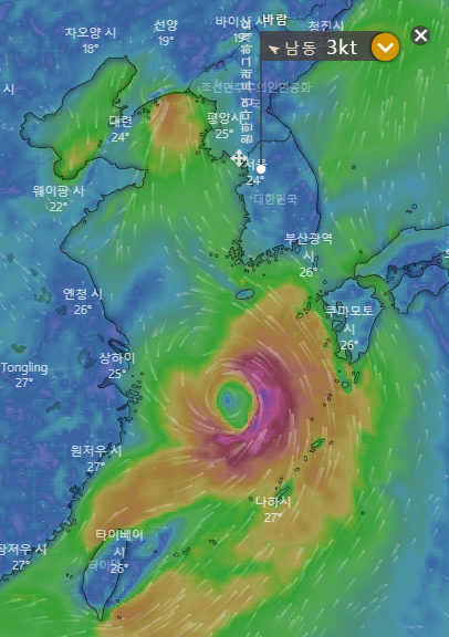  바비 북상, 태풍 바비 경로 예측 및 윈디 활용법