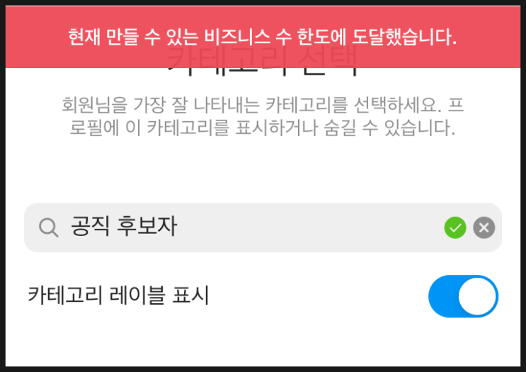  [인스타그램] 프로페셔널 전환 프로필 비즈니스 수 한도에 도달 문제 원인