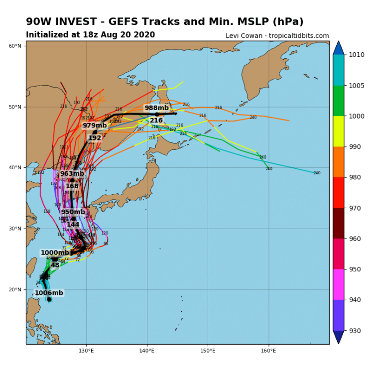  다음주 26~27일 상륙예정 태풍 8호 바비 예상경로
