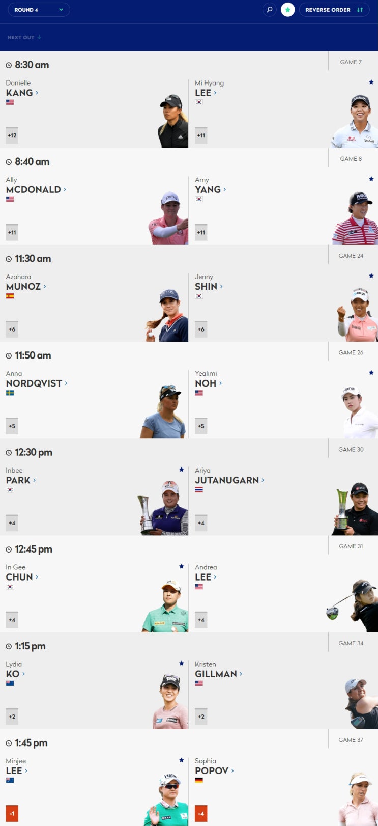 3R 결과, 4R tee times) AIG 위민스 오픈