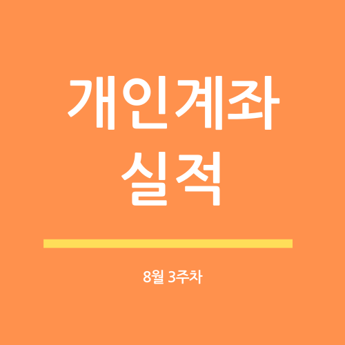  개인계좌 20년 8월 3주차 실적(수익률 17.2%)