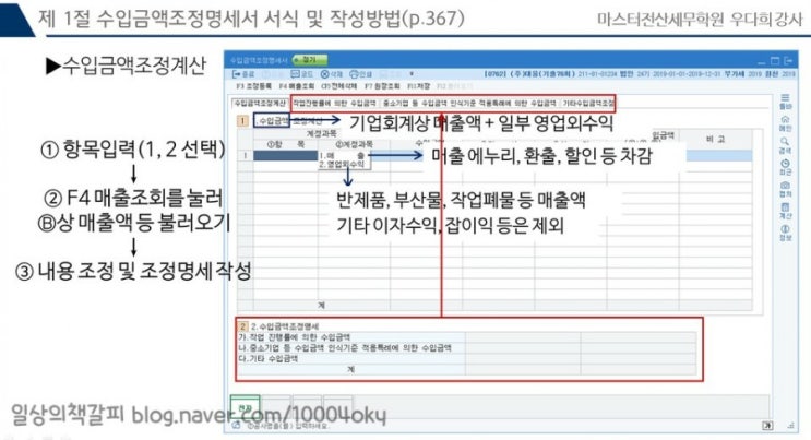  전산세무 1급 - 손익의 귀속시기 중 수입금액조정명세서 및 조정후수입금액명세서 작성방법