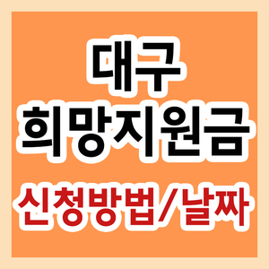 대구시 2차 재난지원금(대구희망지원금) 신청방법