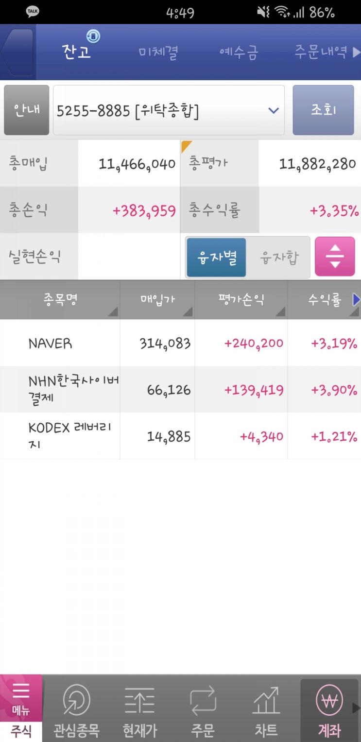  8월 25일 화요일 - KODEX 레버리지를 샀어요