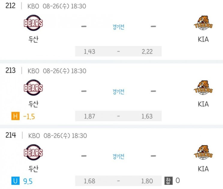 2020.08.26 KBO 프로야구 두산 KIA기아 | NC 한화 | KT 키움