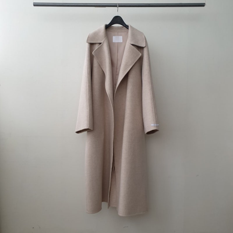[아이메르/S,F]울100 막스  핸드메이드코트 겨울 키작녀 울 벨트 그레이 오버핏 로브 카라 롱코트 상세 이미지 57