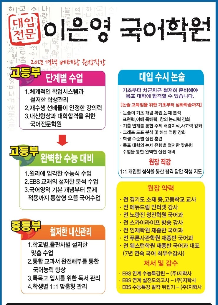 이은영 국어학원 - (원장 약력)