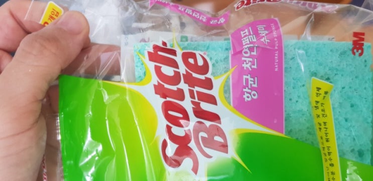  부스러기 떨어지는 스카치 브라이트 항균 천연펄프 수세미
