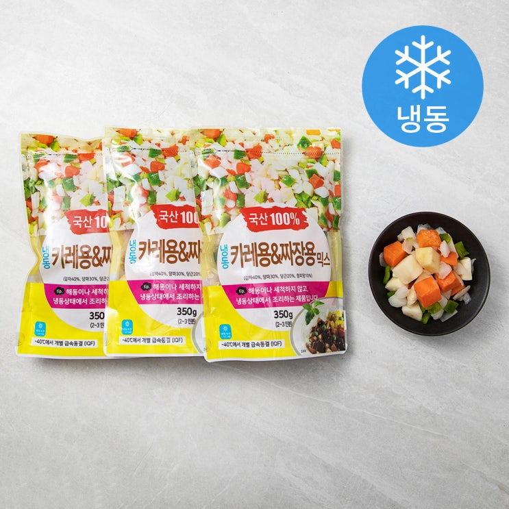  그린피아 냉동 카레용 짜장용 믹스 (냉동), 350g, 3개