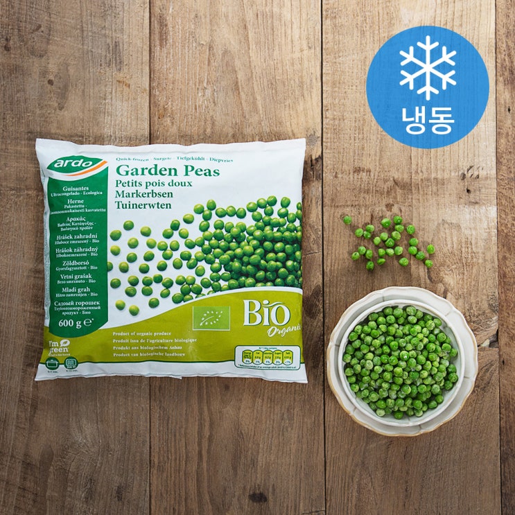  아르도 유기가공식품인증 완두콩 (냉동), 600g, 1봉
