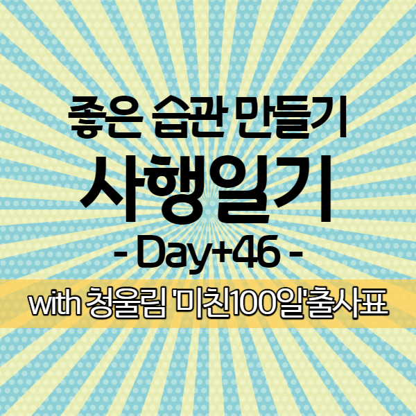  [사행일기 D+46] 청울림 미친100일 출사표와 함께 사행일기 도전은 계속된다!