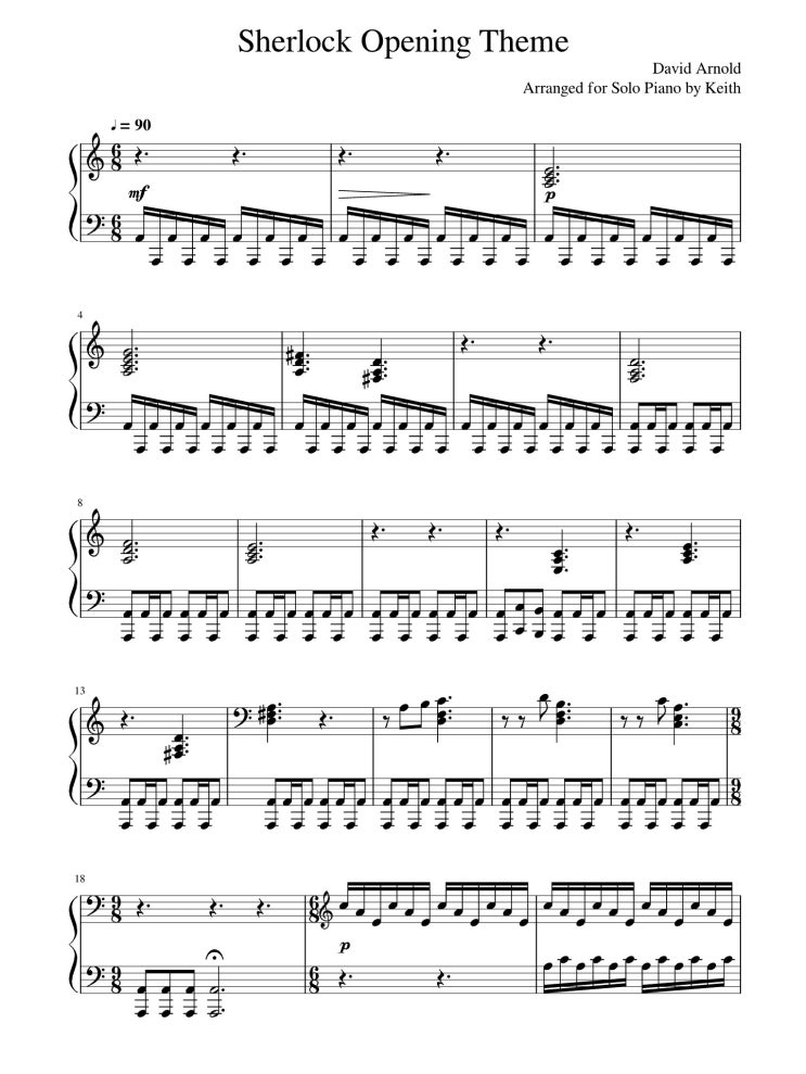 셜록 드라마 오프닝 테마 악보 셜록 드라마 오프닝 테마 악보