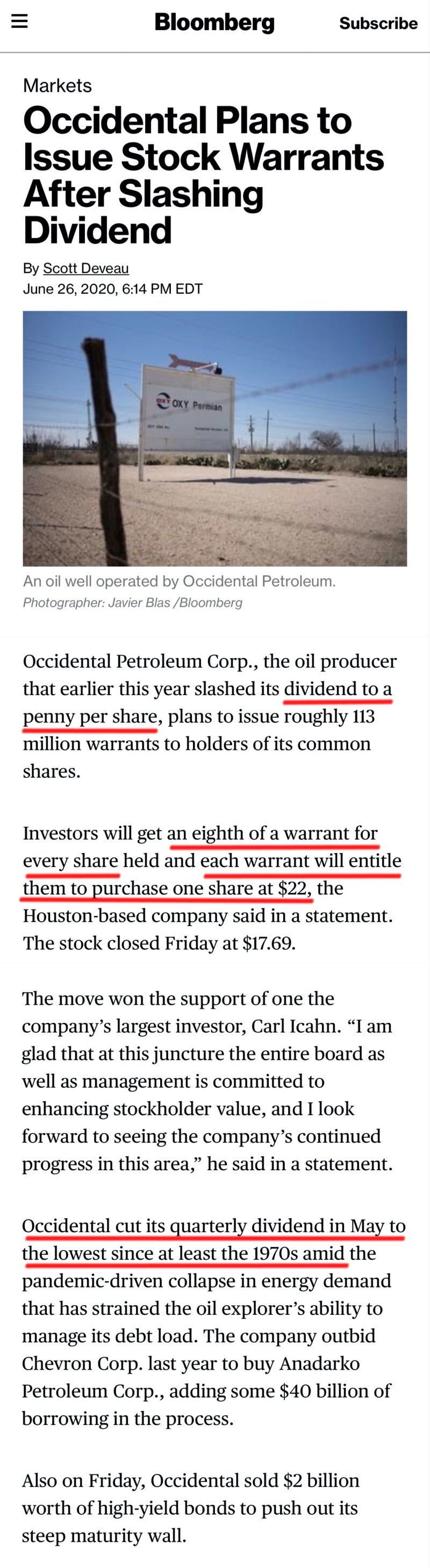 옥시덴탈 페트롤리움(OXY) 워런트 지급 (feat. 원유 투자) : 네이버 블로그