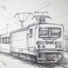 볼펜으로 그린 " 달리는 기차 " / Drawing with ballpoint pen " Running train "