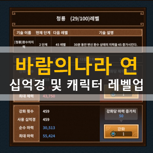 바람의나라 연 십억경표 신수 레벨 필요 십억경 개수 및 캐릭터 레벨 가이드 공략 바람의나라 연 십억경표 신수 레벨 필요 십억경 개수 및 캐릭터 레벨 가이드 공략