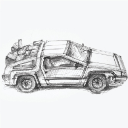 볼펜으로 그린 " 백 투 더 퓨쳐 드로이안 " / Drawing with ballpoint pen " Back to the future Delorean "