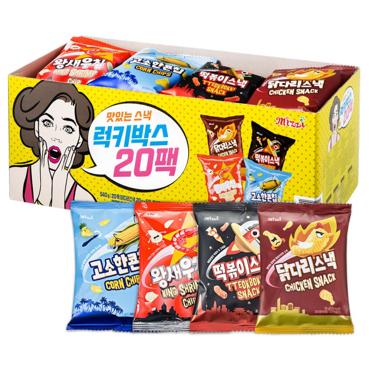  미찌 맛있는 스낵 럭키박스 과자세트, 20P, 1세트