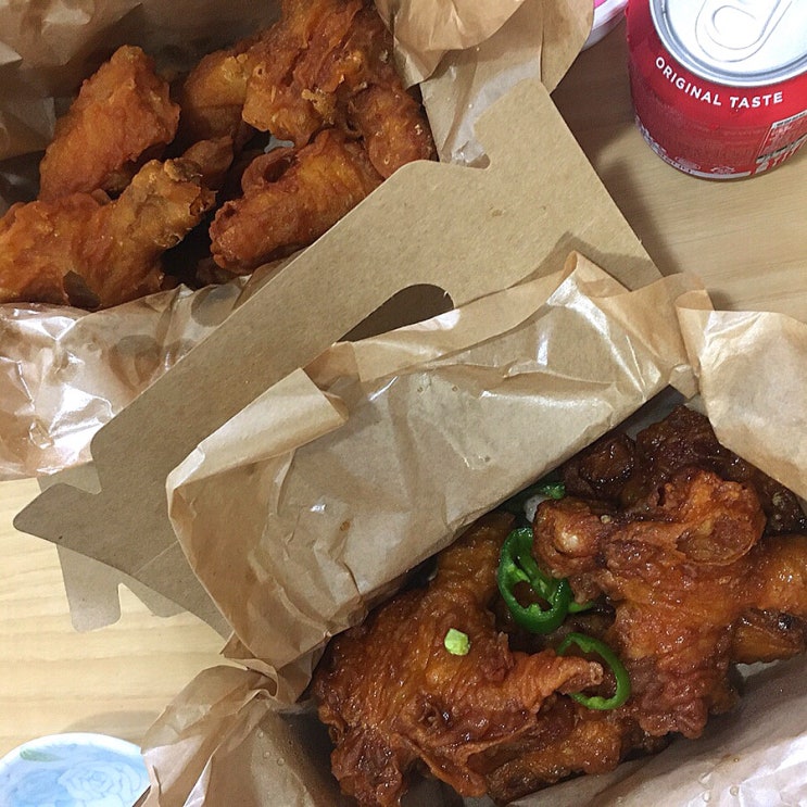  최근에 시켜 먹은 배달 음식이 있다면 사진과 함께 보여주실래요~? 삼송 원흥 에쓰오 치킨!