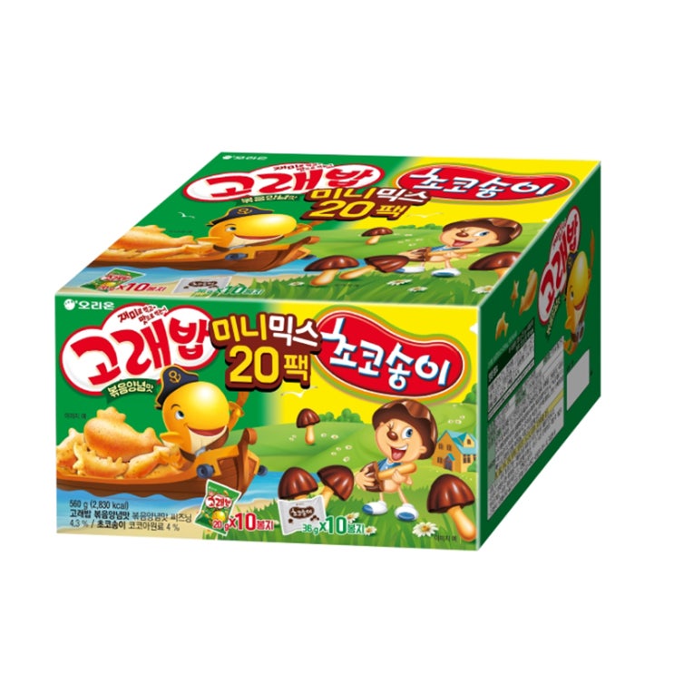  오리온 고래송이 미니믹스 과자세트, 고래밥 볶음양념맛 10p + 초코송이 10p, 1개