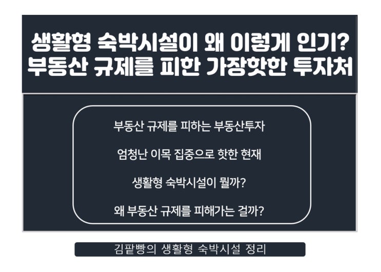  생활형숙박시설 분양과 투자 부동산 규제를 피해 떠오르는 투자정보