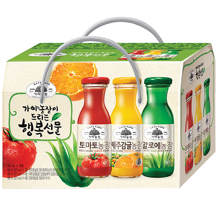  가야농장 행복음료 3종 선물세트, 180ml, 12병